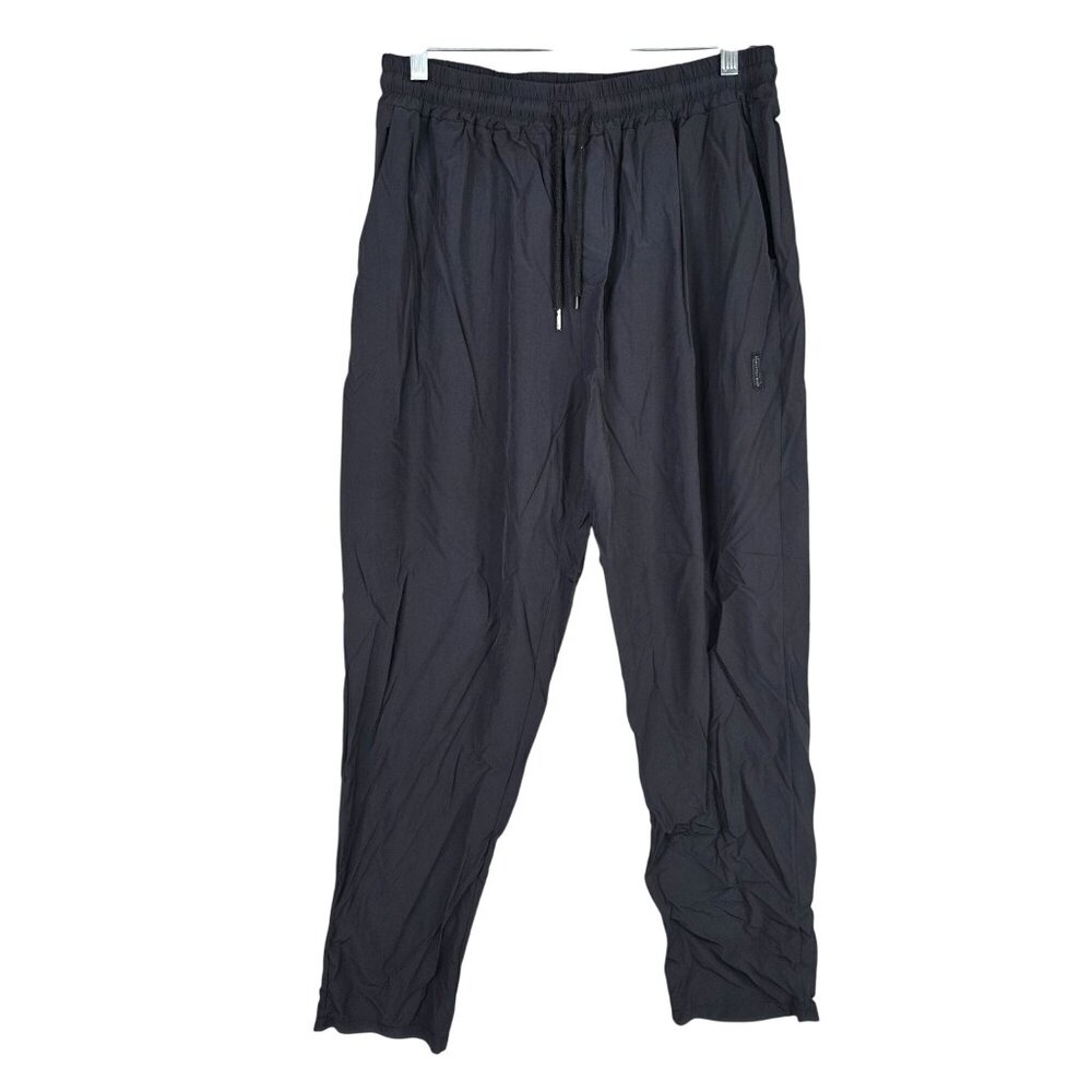 Mens Eorcpaen Mino Black Athletic Pants Drawstring Elastic Waist Polyester L